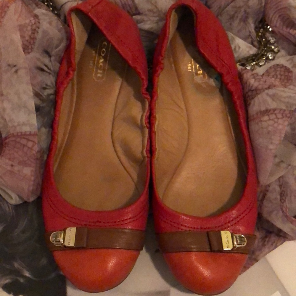 Coach red leather shoes